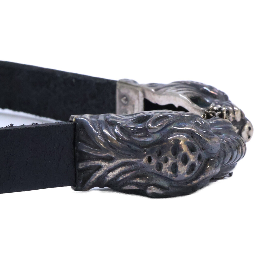 GUCCI Ag925 Double Tiger Head Leather Choker, Black, Women's - Picture 5 of 9